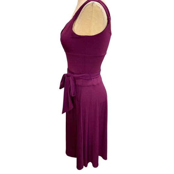 Size 4 Morgan McFeeters Purple V-Neck Dress Sleeveless Belted - Picture 4 of 8